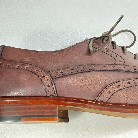 Joseph Abboud Italian Leather Wingtip Brogue Oxfords Mens 10.5 Brown EUC Italy - Picture 6 of 16